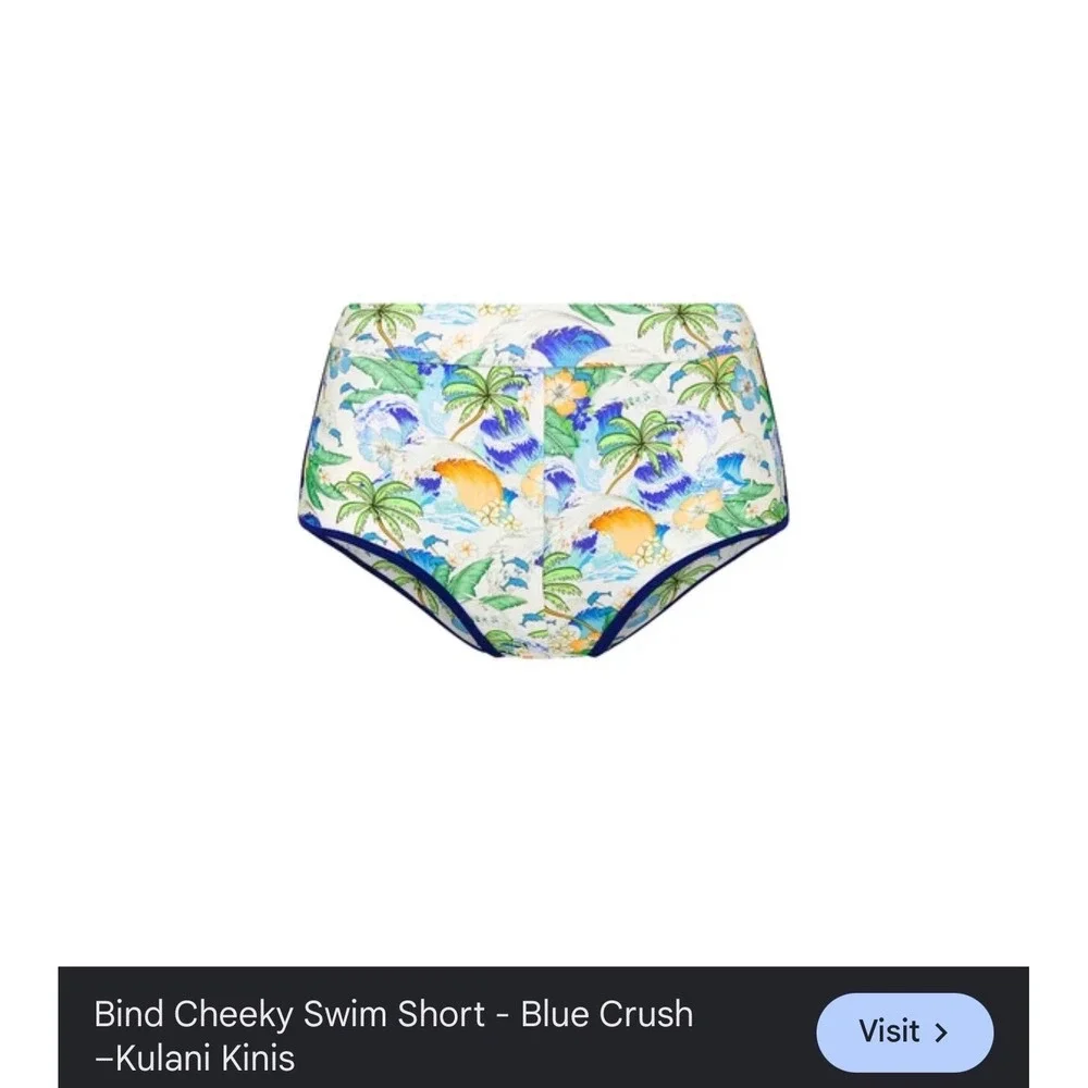 Kulani Kinis Blue Crush Bind Cheeky Swim Short BOT250-BLCR-S Small